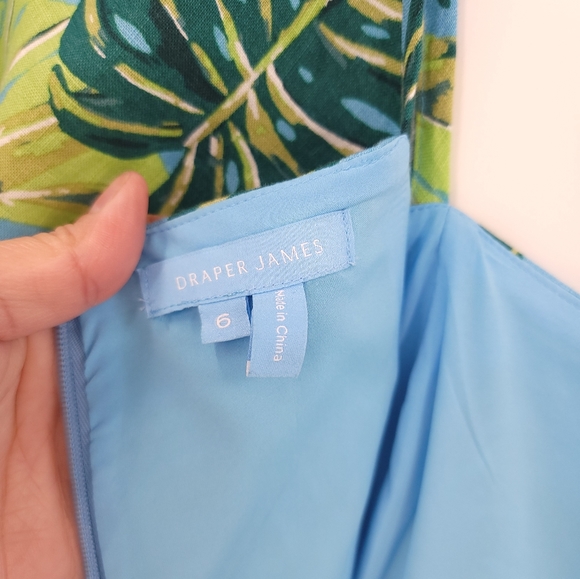 Draper James "June" 100% Linen Tropical Floral Midi Dress Pockets - Picture 10 of 16